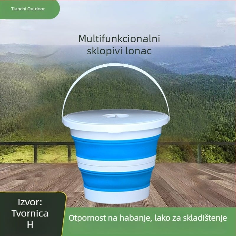 Sklopiva kanta za žive ribe s poklopcem, za vanjski ribolov, velika kapaciteta, od polipropilena (PP)