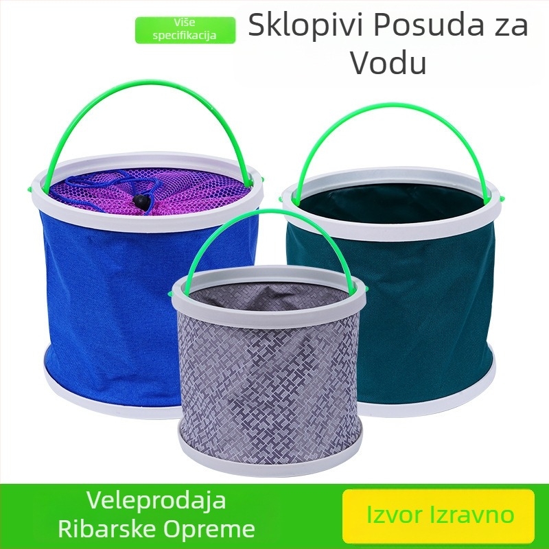 ABS sklopiva kanta za žive ribe s poklopcem i užetom, prenosiva kanta za ribolov