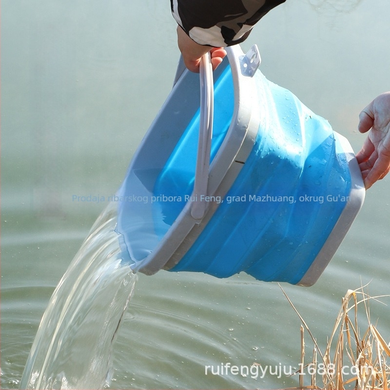 Sklopiva silikonska kanta za vodu za ribolov i vanjsku upotrebu, višenamjenska posuda za pranje četkica za umjetnost