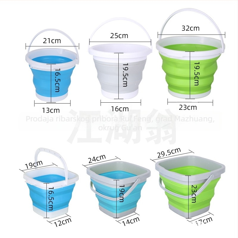 Sklopiva silikonska kanta za vodu za ribolov i vanjsku upotrebu, višenamjenska posuda za pranje četkica za umjetnost