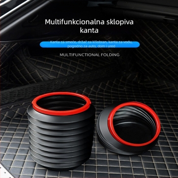 Plastična kanta za prtljažnik automobila, sklopiva okrugla s ručkom