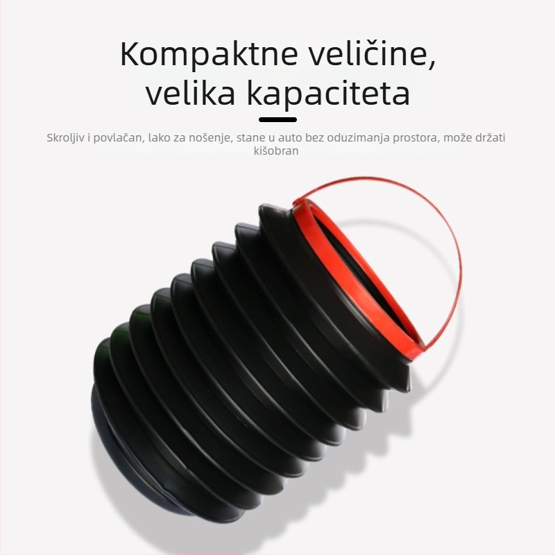 Automobilska sklopiva teleskopska kanta za otpad 4L, vodootporna, prijenosna s ručkom