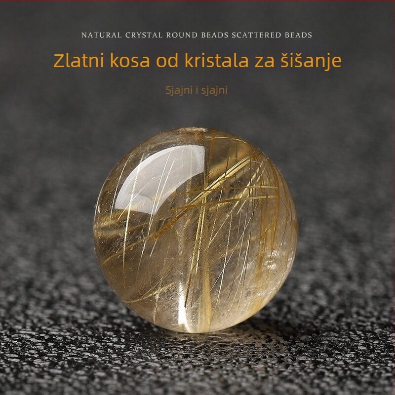 Prirodne brazilske zlatne kristalne perle, okrugle, 8 mm, za DIY narukvicu i ogrlicu, jedna perla, poluproizvod