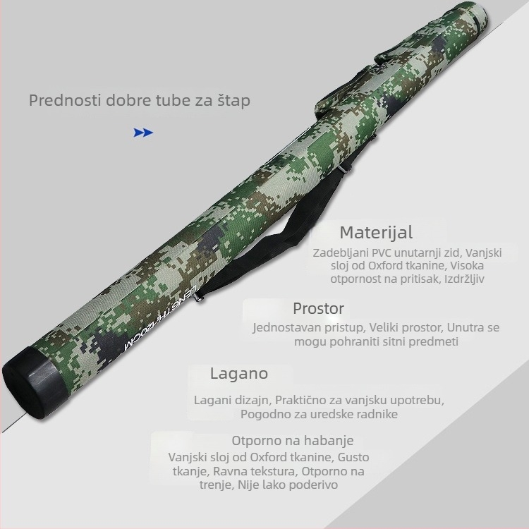 Tvrdi PVC cijev za pohranu ribolovnog štapa, prijenosna preko ramena, duljina 1,2–1,45 m