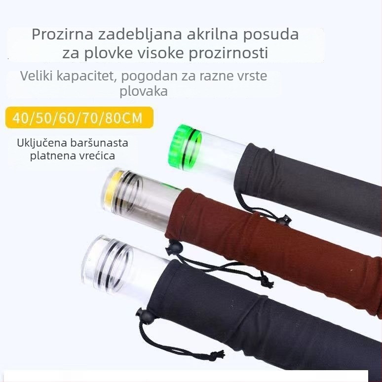 Prozirni akrilni kanta za plovke, 60 cm, potpuno zatvoren, ribolovni pribor