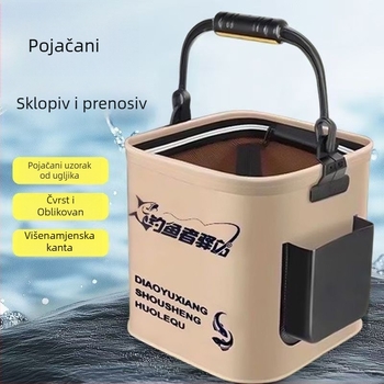 Višefunkcionalni sklopivi kantica za ribolov, prijenosna vanjska kutija za žive ribe (Materijal: EVA; Zapremina: 8L; Mrežasti poklop 20 cm)