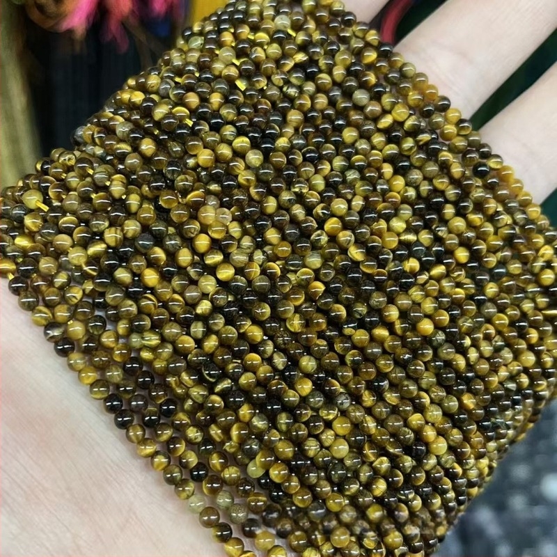 Prirodne okrugle perle od tigrovog oka, razasute za DIY nakit, polirane; Materijal: tigrovo oko; Obrada: rezanje, brušenje, poliranje; Stil: priroda