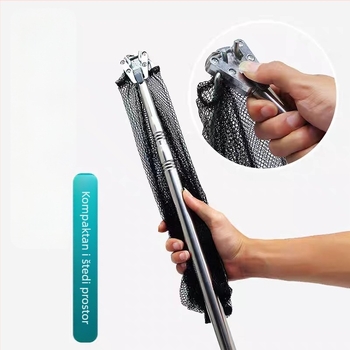 Trokutasta ribarska mreža s teleskopskom šipkom, integrirana sklopiva konstrukcija, mreža od nehrđajućeg čelika, dubina 30