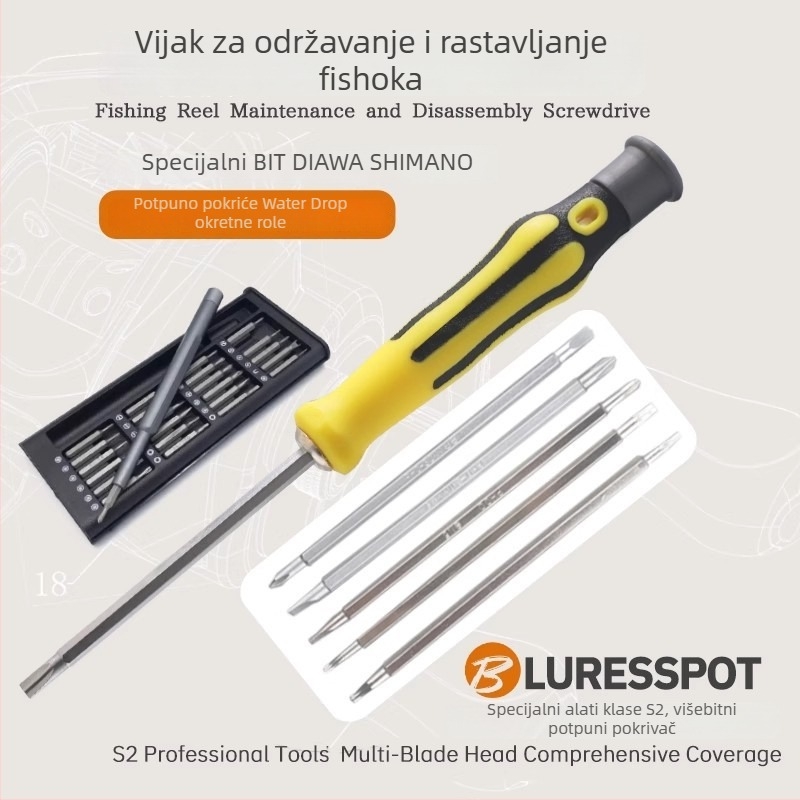 Višenamjenski alat za održavanje navijača – S2 alatna čelik, kompatibilan sa Shimano/Dawa, odvijač s konveksnim vrhom, odvijač s izbočenim vrhom
