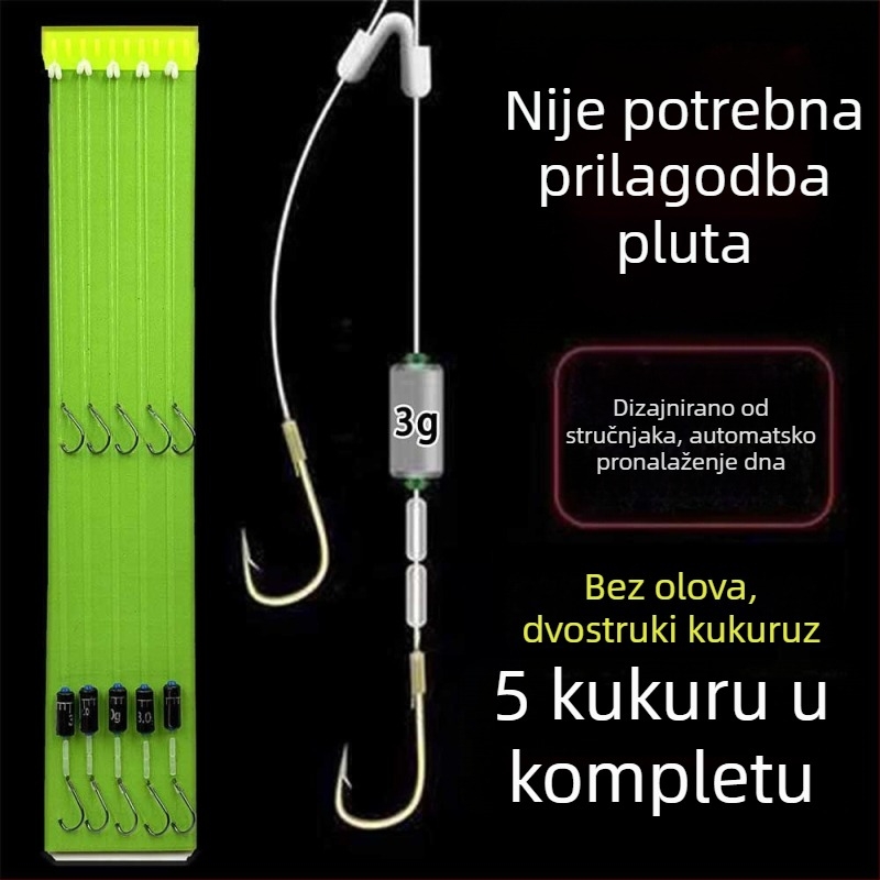 Ise-Nomi zlatna kapica s olovnom glavom i dvostrukim udicama – komplet za ribolov za divlji ribolov, automatsko pronalaženje dna