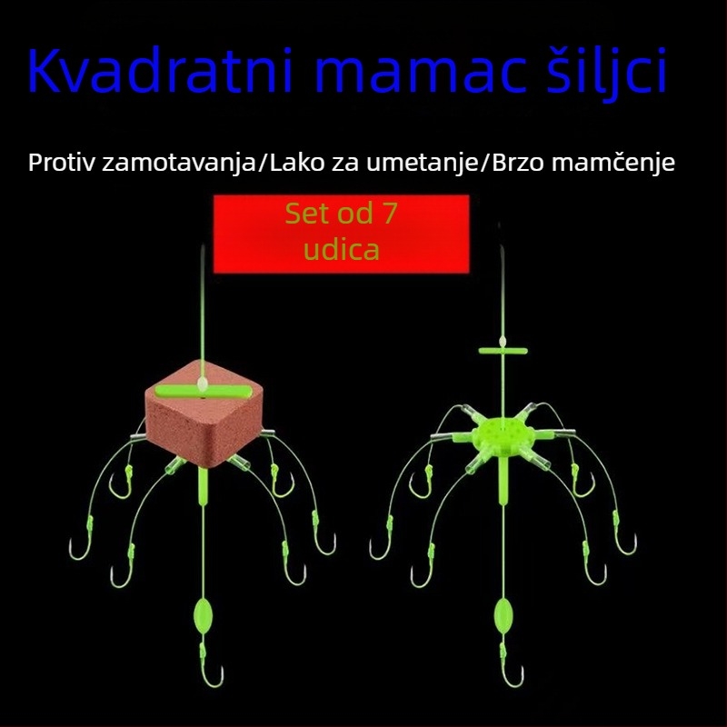 Set za ribolov velikog šarana sa 7 udicama, plutajući fluorescentni mamac, Ise cube mamac, set morske štap