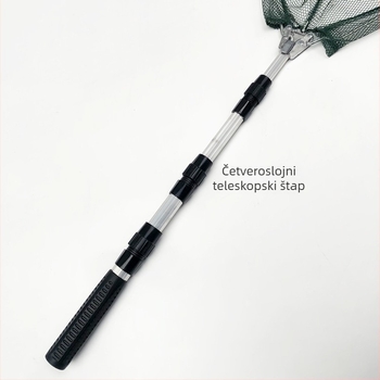 Sklopiva mreža za ribolov od aluminijske legure, teleskopna, Ø40 otvor, dubina mreže 40, fino oko, nosivost 2 kg