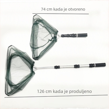 Sklopiva mreža za ribolov od aluminijske legure, teleskopna, Ø40 otvor, dubina mreže 40, fino oko, nosivost 2 kg