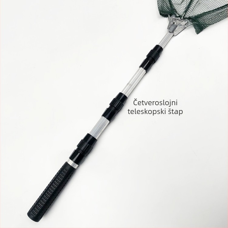 Sklopiva mreža za ribolov od aluminijske legure, teleskopna, Ø40 otvor, dubina mreže 40, fino oko, nosivost 2 kg