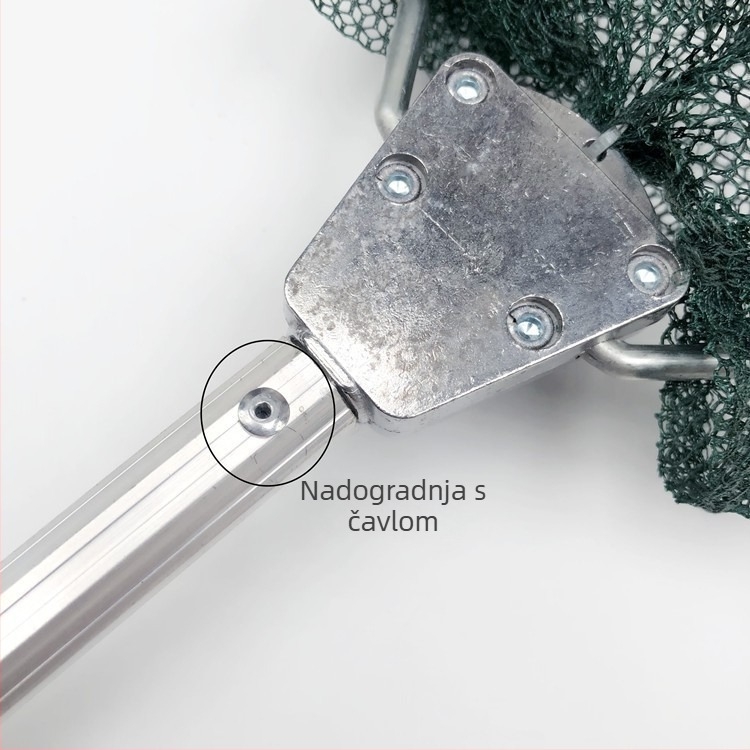 Sklopiva mreža za ribolov od aluminijske legure, teleskopna, Ø40 otvor, dubina mreže 40, fino oko, nosivost 2 kg