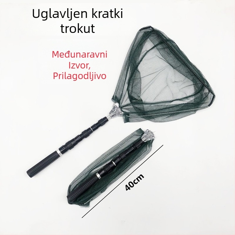 Sklopiva mreža za ribolov od aluminijske legure, teleskopna, Ø40 otvor, dubina mreže 40, fino oko, nosivost 2 kg