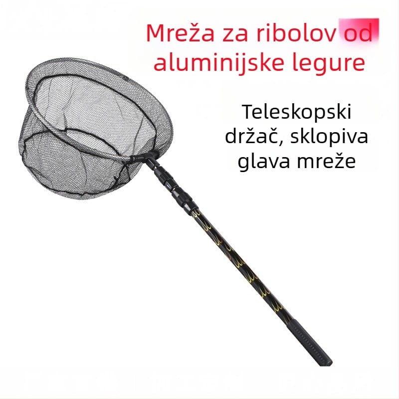 Set aluminijskog teleskopskog štapa za mrežu za ribolov sa sklopnom glavom mreže