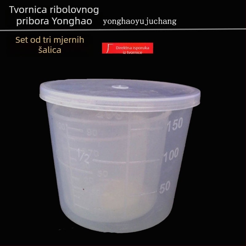 Trodijelni plastični set mjernih čašica za ribolov, za mamac i mjerenje