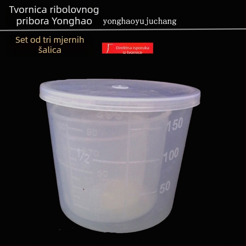 Trodijelni plastični set mjernih čašica za ribolov, za mamac i mjerenje