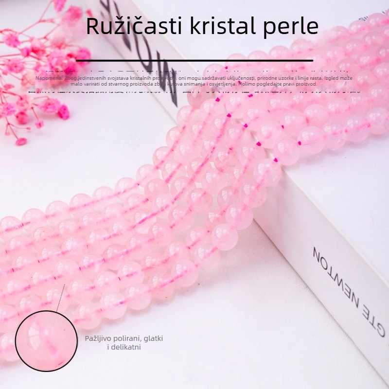 Prirodne hibiskus ružičaste kristalne perle, A-klase slobodne perle, polu završeni dugi niz, za DIY nakit, dizajn breskvinog cvijeta