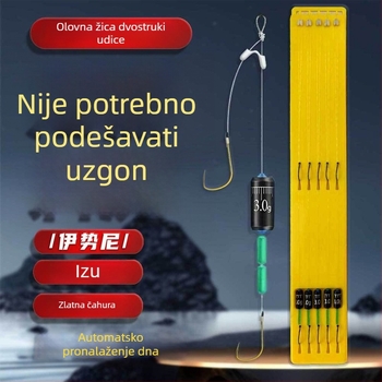 Novi model kompleta za ribolov s dvostrukim udicama za karasa, zlatnim kućištem Iseni/Izu, spreman za vezanje