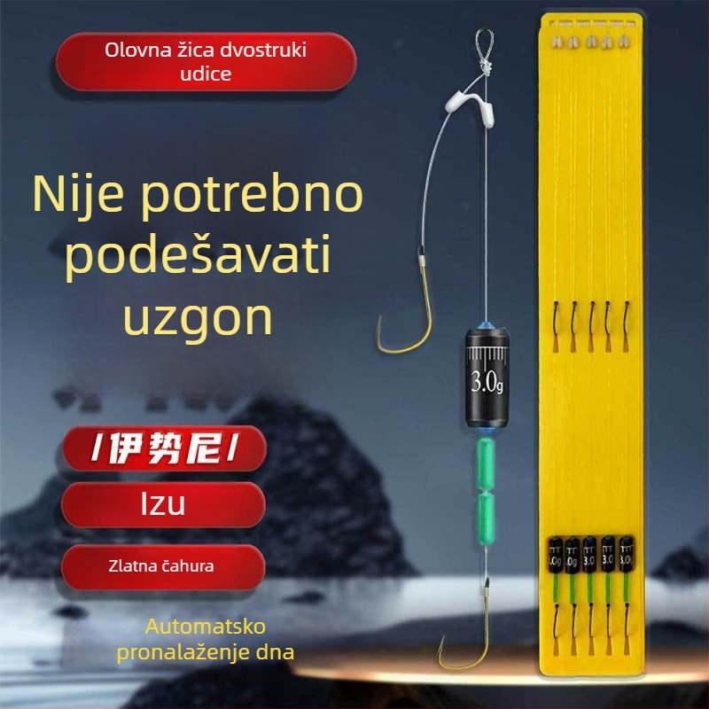 Novi model kompleta za ribolov s dvostrukim udicama za karasa, zlatnim kućištem Iseni/Izu, spreman za vezanje