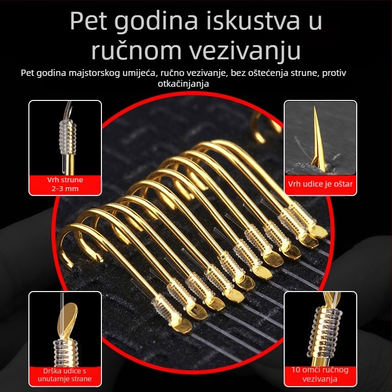 Zlatni komplet za šarana s dvostrukim kukama i povezanom vodilnom linijom, protiv zaplitanja, stil Kantō Ise-Ni