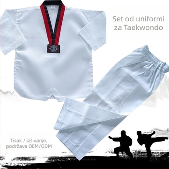 Taekwondo uniforma (jednobojni uzorak, tkanina poliester-pamuk, podstava pamuk-mješavina, Podrijetlo: Qingdao, Shandong)