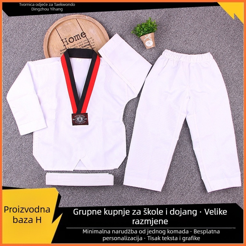 Taekwondo trenirke – prugasta mješavina pamuka i poliestera, dugi i kratki rukavi, za djecu i odrasle