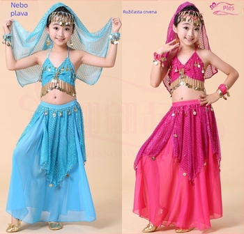 Dječji kostim za belly dance za djevojčice – 120D šifon tkanina, glavni materijal akril – sve sezone – za djecu do 17 godina