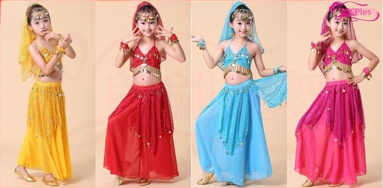 Dječji kostim za belly dance za djevojčice – 120D šifon tkanina, glavni materijal akril – sve sezone – za djecu do 17 godina