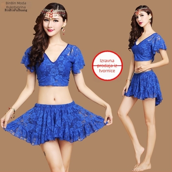 Set za orientalni ples s čipkom, ženski, kratka suknja, poliester 95%+, ljeto 2023