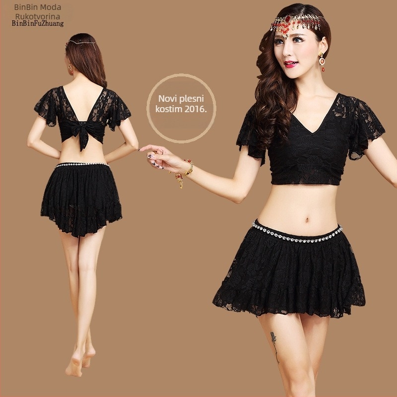 Set za orientalni ples s čipkom, ženski, kratka suknja, poliester 95%+, ljeto 2023