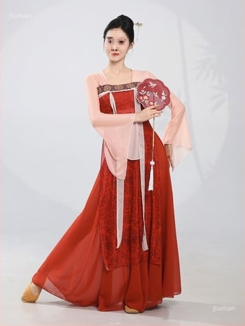 Unisex kostim za klasični ples Han-Tang s suknjom do prsa i tekućim tullom, tkanina Chenille sa Spandexom, sadržaj Spandex <30%, za narodne plesne izvedbe, proljeće 2025