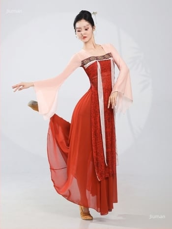 Unisex kostim za klasični ples Han-Tang s suknjom do prsa i tekućim tullom, tkanina Chenille sa Spandexom, sadržaj Spandex <30%, za narodne plesne izvedbe, proljeće 2025