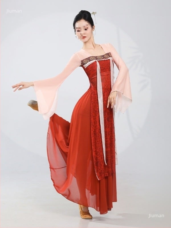 Unisex kostim za klasični ples Han-Tang s suknjom do prsa i tekućim tullom, tkanina Chenille sa Spandexom, sadržaj Spandex <30%, za narodne plesne izvedbe, proljeće 2025