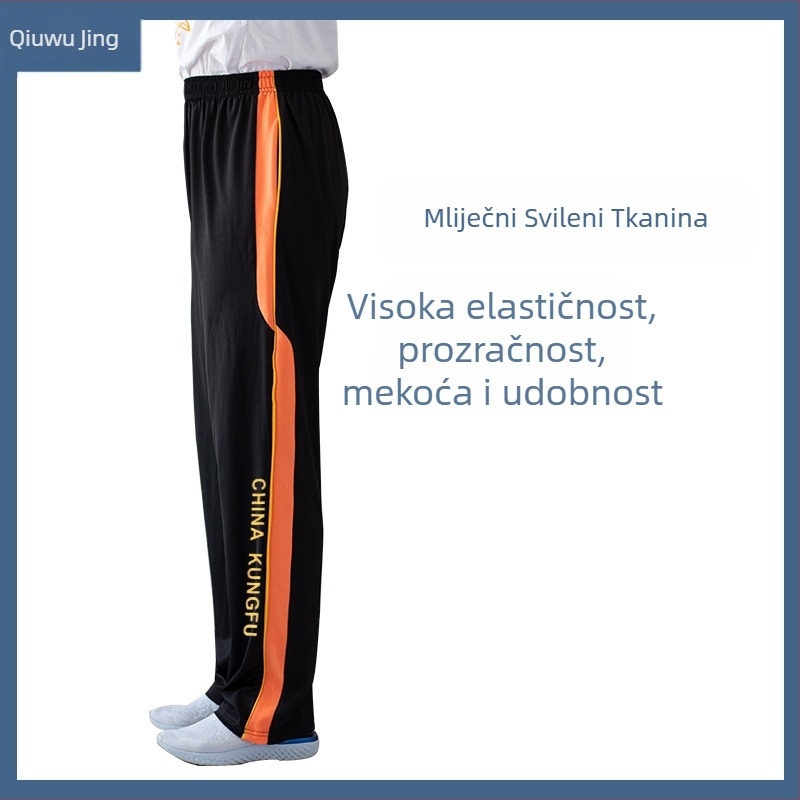 Odrasle unisex hlače za trening borilačkih sportova s visokom elastičnošću, materijal milk-silk (poliestar 95%), ravni kroj