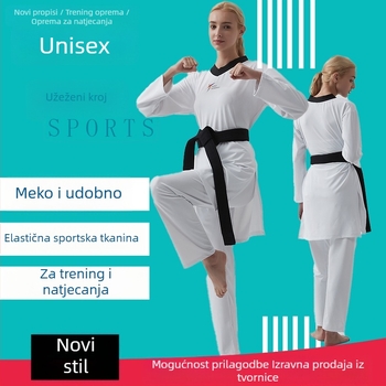 Taekwondo uniforma s vanjskim najlonskim materijalom i 55% poliestera, podstava modal 100%.