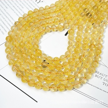 Citrin perle – Polirane okrugle slobodne perle za DIY nakit (Materijal: citrin; Vrsta: slobodne perle; Stil: okrugli; Obrada: poliranje)