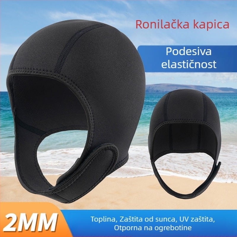 Neopren kapa za plivanje 2,5 mm s Velcro za zimsko plivanje, odrasli