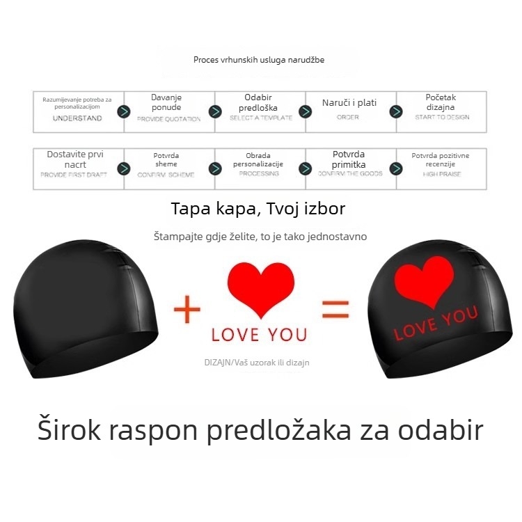 Silikonska kapa za plivanje – s reklamnim logom, za odrasle, pogodna za plivanje i hodanje po vodi