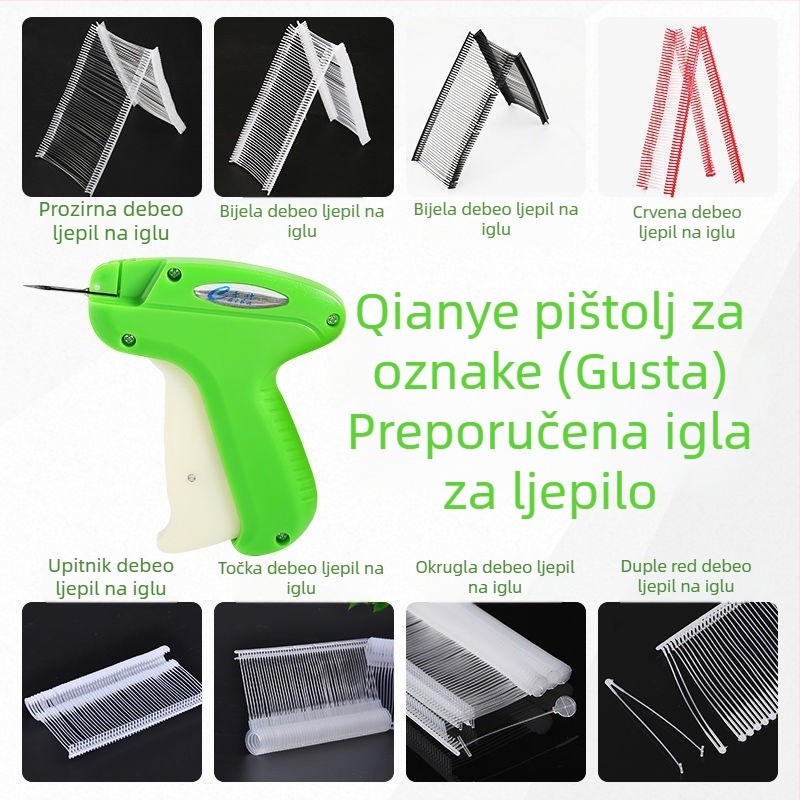 Etiketa pištolj za odjeću i dodatke — ABS plastika; pogodna za hlače, čarape, donje rublje, hoodie, šalove, torbe i prtljagu, nakit, kupaće kostime, igračke, odjeću, stražnje kopče grudnjaka i pakiranje poklona.