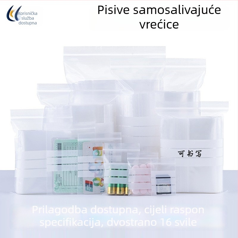 Prozirna vrećica sa samouzavaranjem za uzorke i primjerke, s površinom za pisanje, prilagodljiva duljina zatvaranja, jednokratna medicinska ambalaža