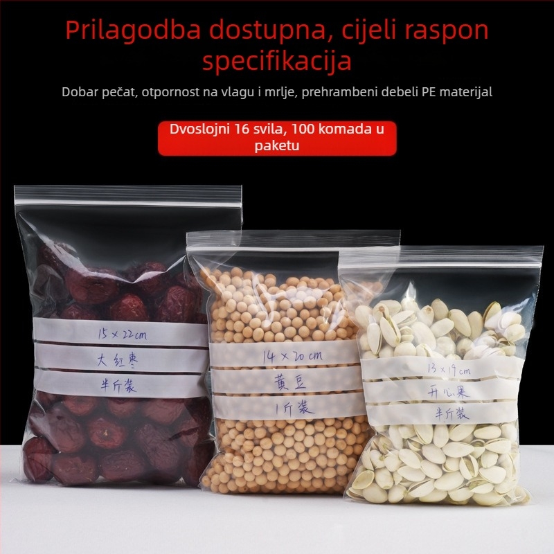 Prozirna vrećica sa samouzavaranjem za uzorke i primjerke, s površinom za pisanje, prilagodljiva duljina zatvaranja, jednokratna medicinska ambalaža