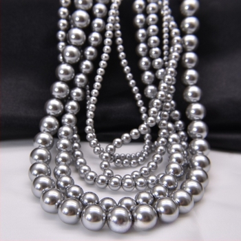 Sive staklene perle od kristala s probojnom rupom, okrugle, 12 mm, za DIY nakit
