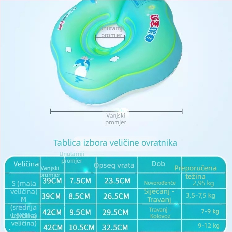 Dječji plivački prsten s podrškom za vrat, za novorođenčad, dvostruka zračna komora