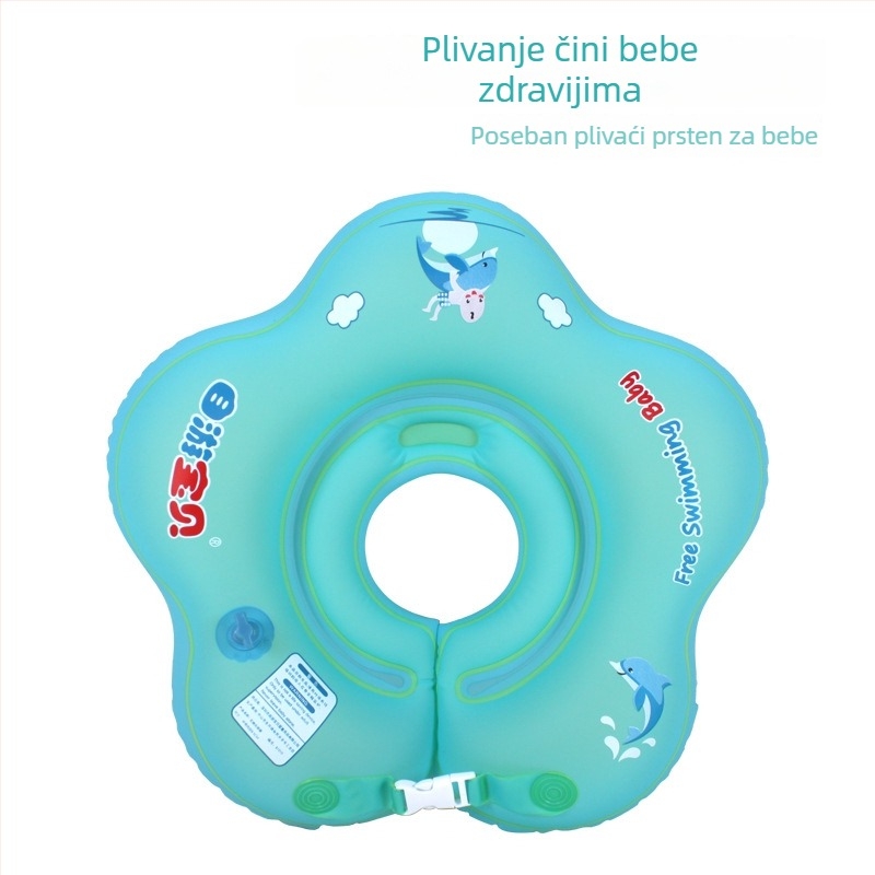 Dječji plivački prsten za vrat s dvostrukim zračnim jastučićem, ekološki PVC 0,3 mm, protiv naginjanja vrata, uzorak ispis