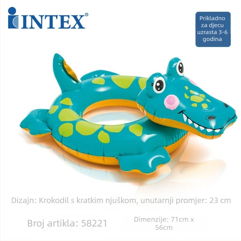 INTEX 58221 dječji plivački prsten s životinjskim uzorkom — ekološki PVC, debljina 0,25