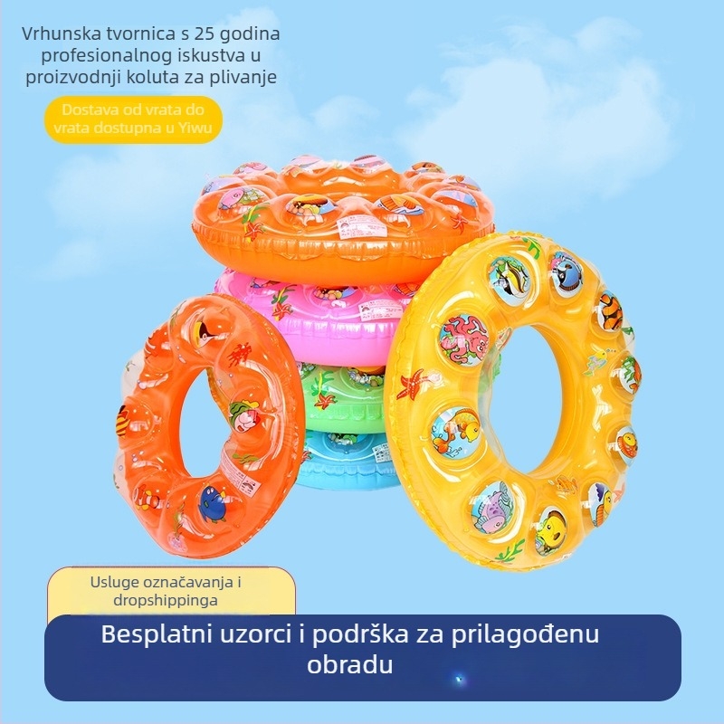 Dvojno napuhavajući plivački prsten s kristalnim dizajnom, debeli ekološki PVC, za odrasle, pogodan za bazen, vodeni park i more