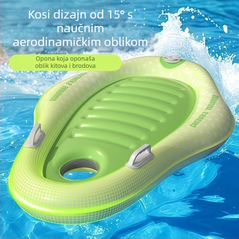 Dječje napuhivo plovilo s integriranom pumpom i sigurnosnom ručkom, ekološki PVC, debljina 0,25 mm, otisnut uzorak, za plivanje i vodene sportove